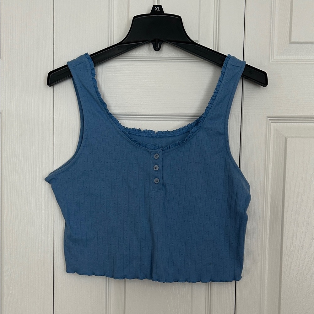 SO Blue Ribbed Tank Top